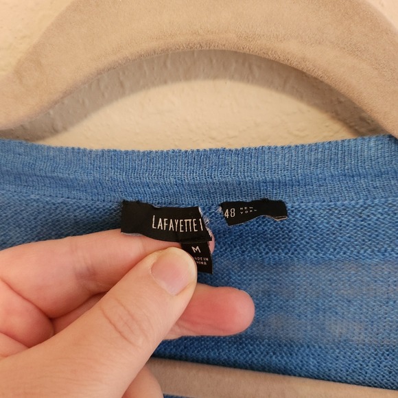 Lafayette 148 Blue Longsleeve Cardigan Size Medium - Picture 5 of 10